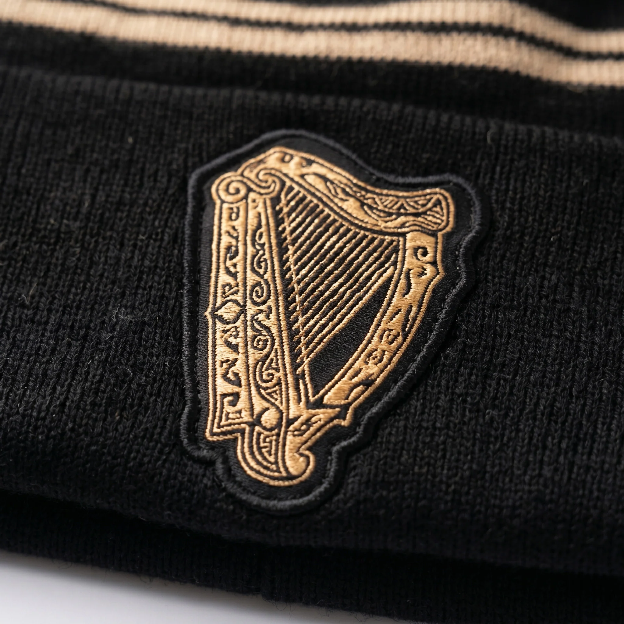 Guinness Black & Gold Sports Beanie – Vintage Harp Knit - Image 3