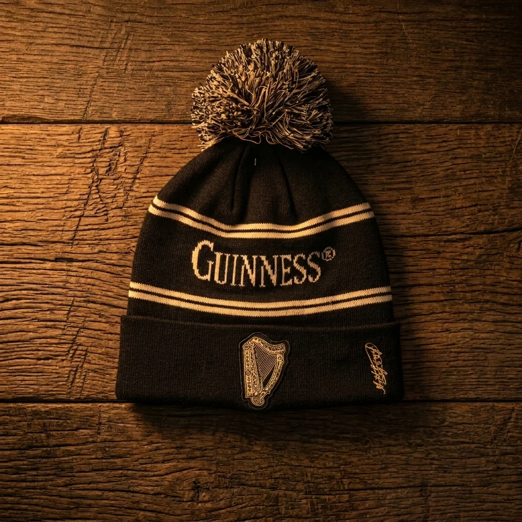 Guinness Black & Gold Sports Beanie – Vintage Harp Knit - Image 4