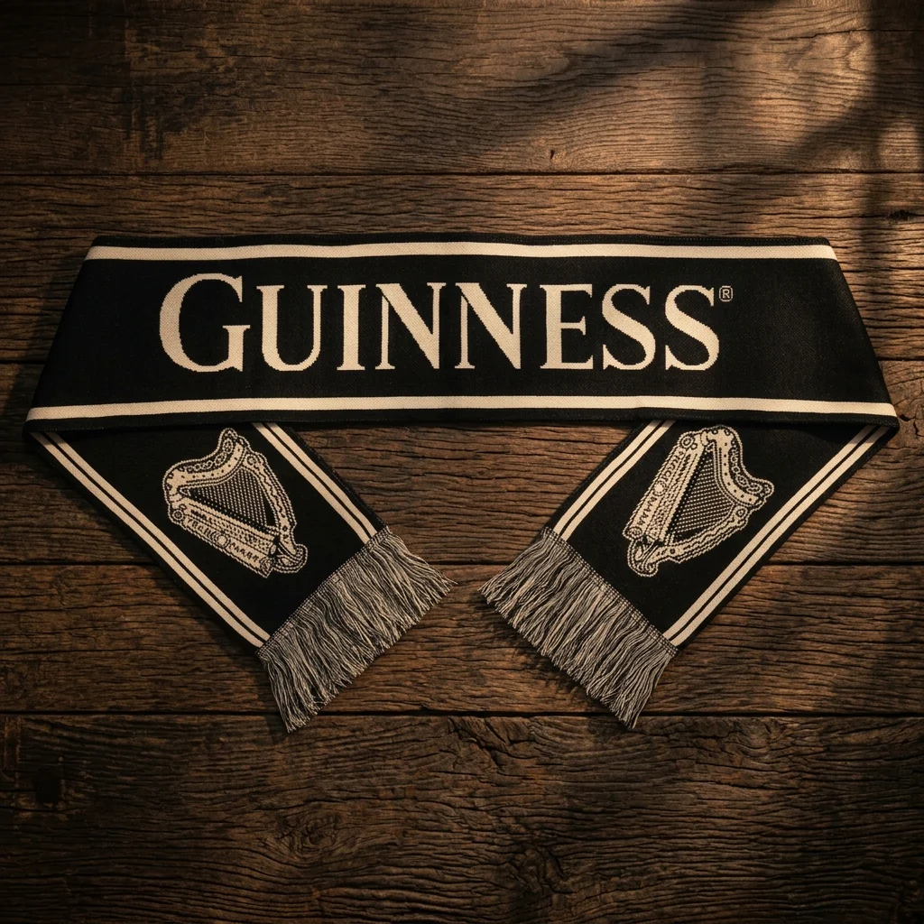 Guinness Black & Gold Sports Scarf – Vintage Harp Knit - Image 4