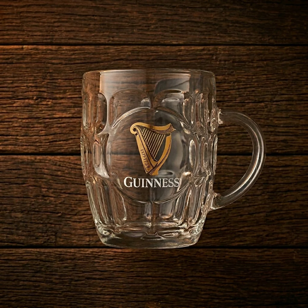 Guinness Gold Harp Dimple Glass Mug – 20 oz Tankard - Image 3