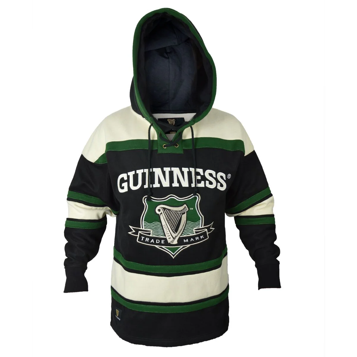Guinness Green Hockey Style Hooded Sweatshirt - Image 3