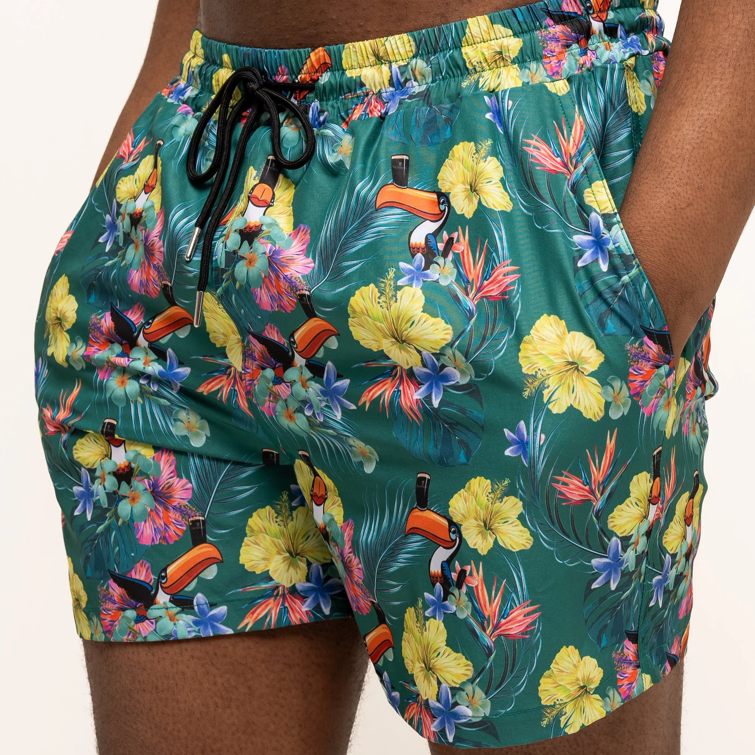 Guinness Toucan Hawaiian Green Beach Shorts - Image 6
