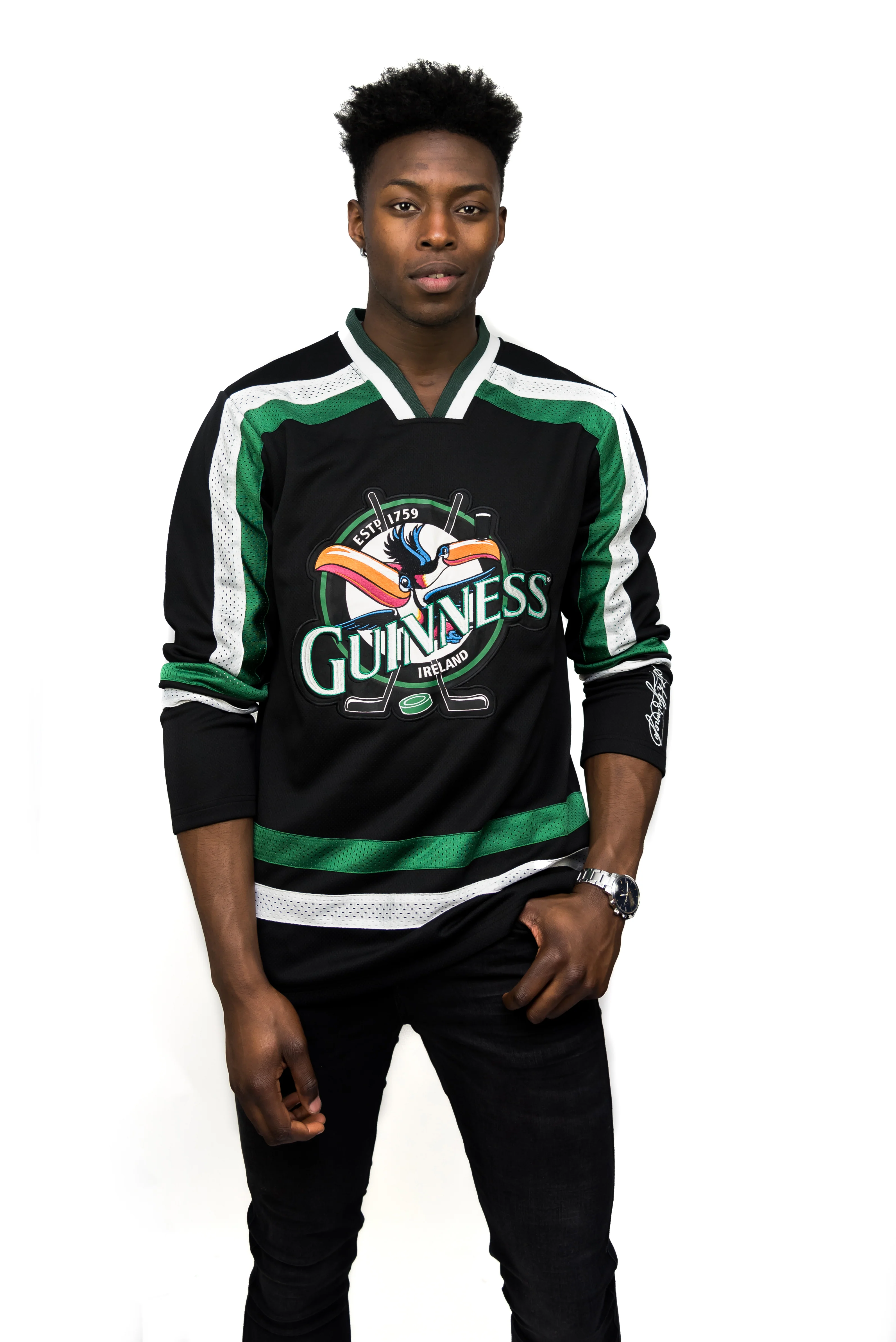 Guinness Toucan Hockey Jersey Black and Green - Image 4