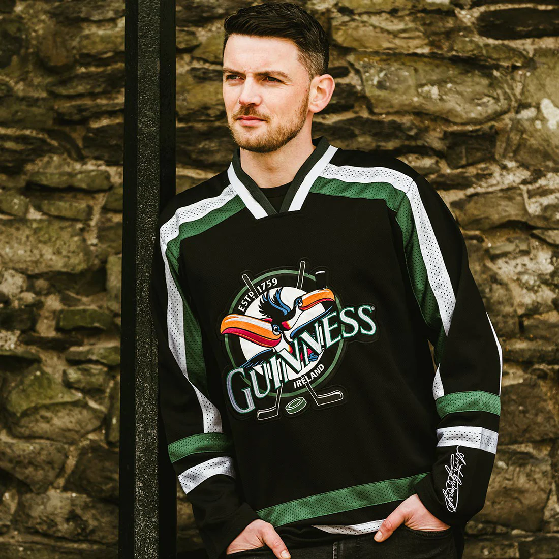 Guinness Toucan Hockey Jersey Black and Green - Image 7