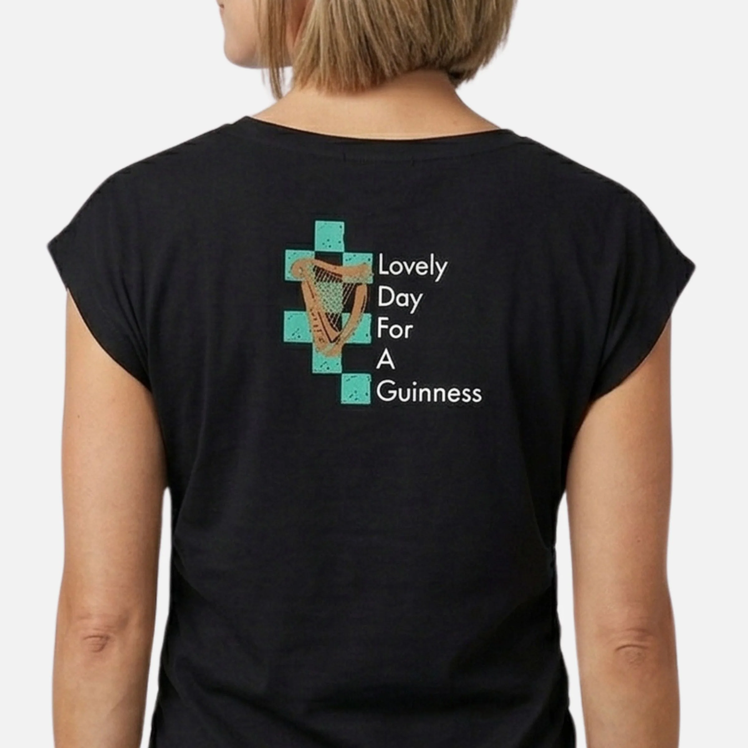 Guinness Toucan Ruched Ladies Black Tee - Image 6